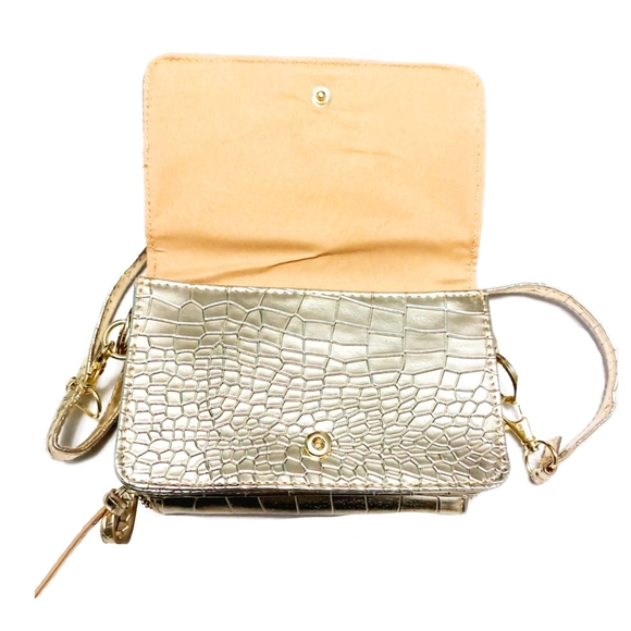 Simply Southern Womens Gold Alligator Embossed Small Crossbody Bag NEW! - Picture 7 of 10